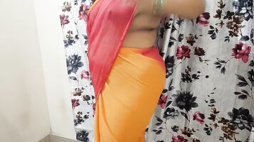 TAMIL VILLAGE BHABHI CHANGING HER CLOTHES IN BEDROOM WITH CAMERA ON